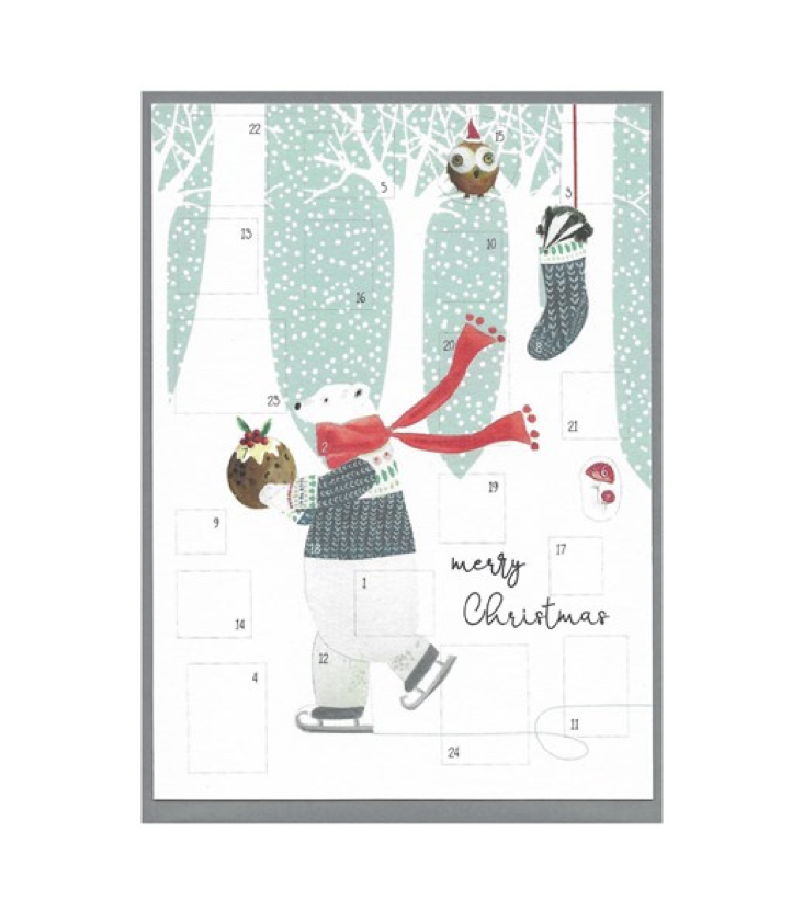 Adventskalender Karte Skating Polar Bear