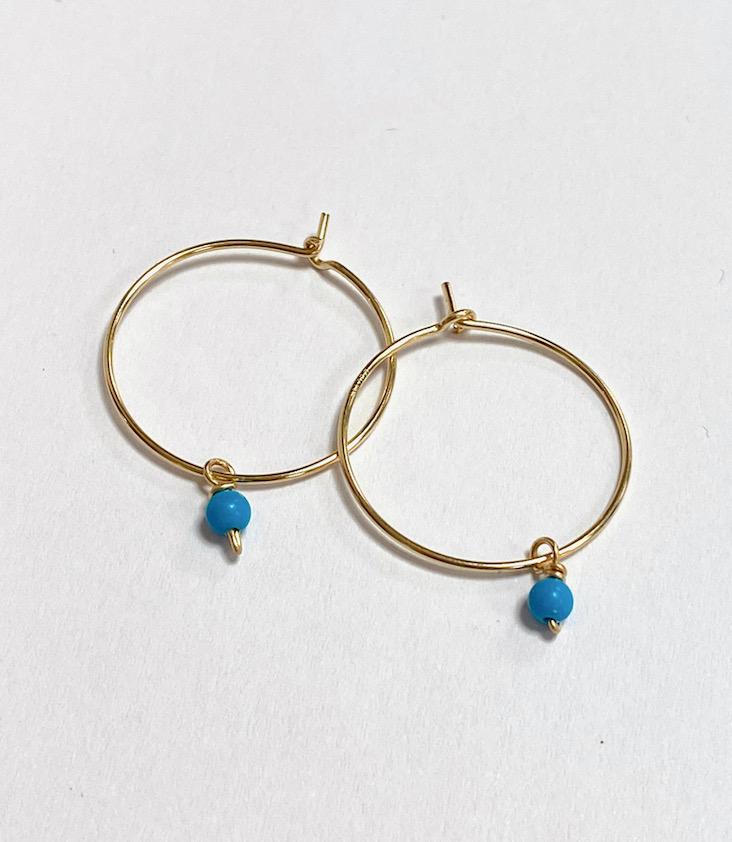 Small Creoles with Turquoise Pearl