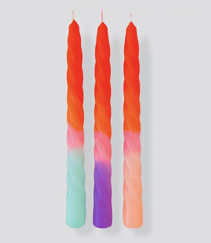 Dip Dye Twisted Candles Ice Ceam Orange