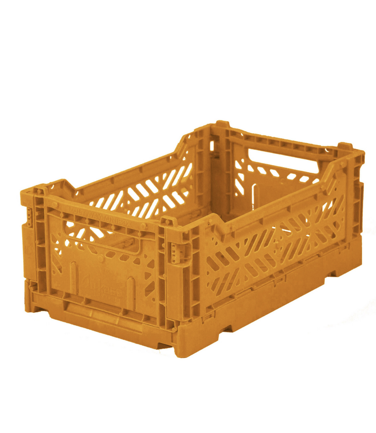 Folding crate small Mustard