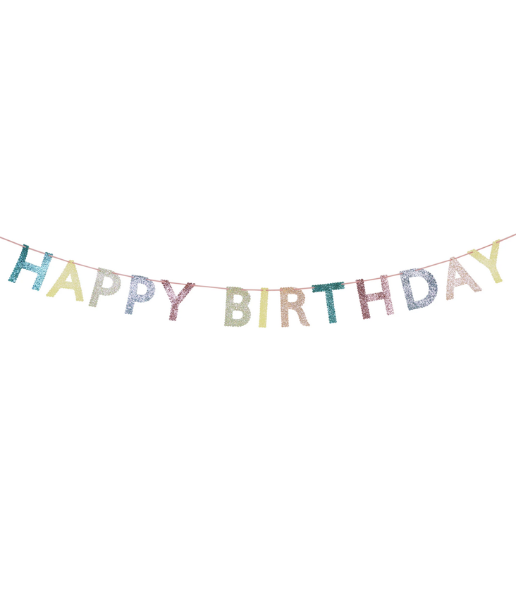 Glitter Happy Birthday Fan Garland