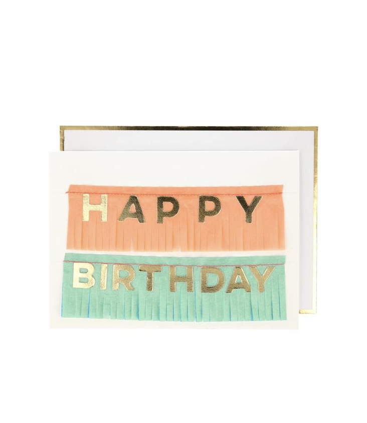 Happy Birthday Fransen Girlande Grusskarte