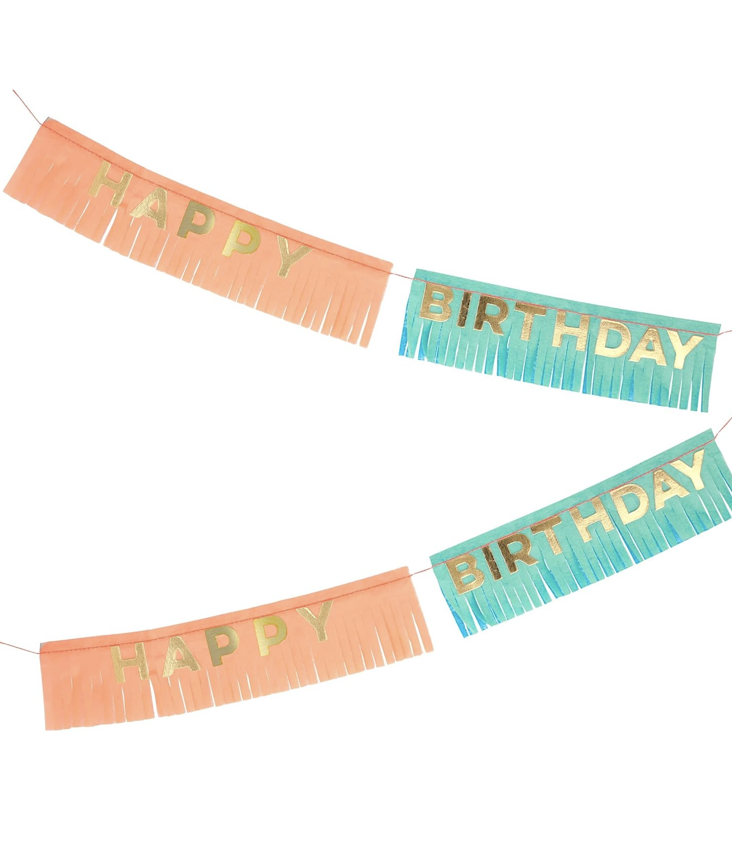 Happy Birthday Fransen Girlande Grusskarte - 0