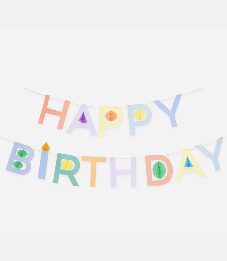 Happy Birthday Honeycomb Fan Garland - 1