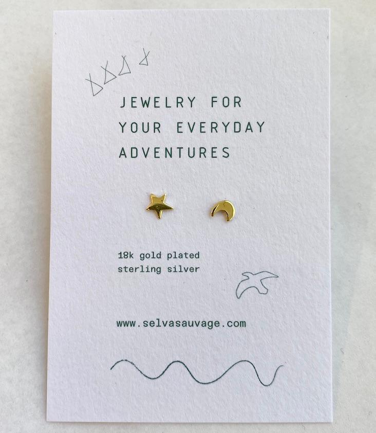 Stud Earring Moon and Star
