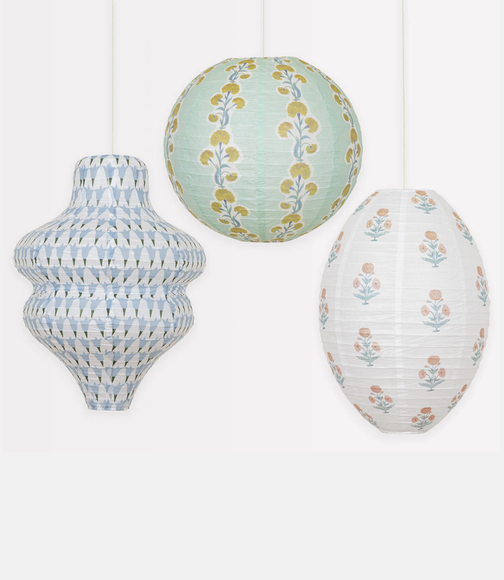 Stripy Paper Lanterns `Molly Mahon` blue/white