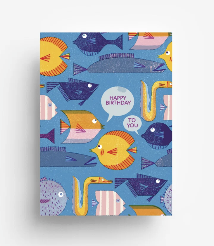 Postkarte Birthday Fische