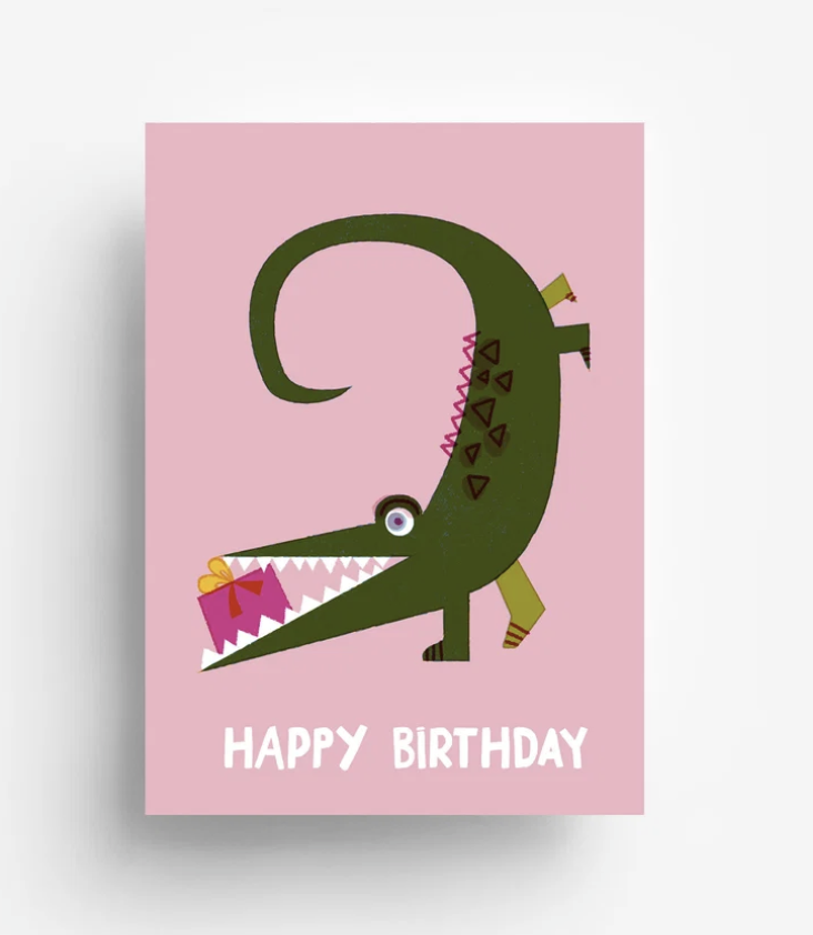 Postkarte Birthday Krokodil
