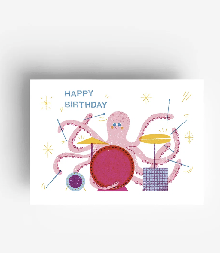 Postkarte Birthday Oktopus