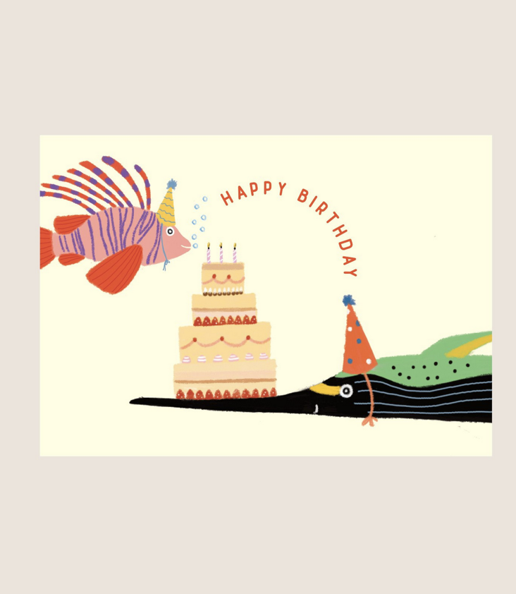 Postcard Happy Birthday Fish