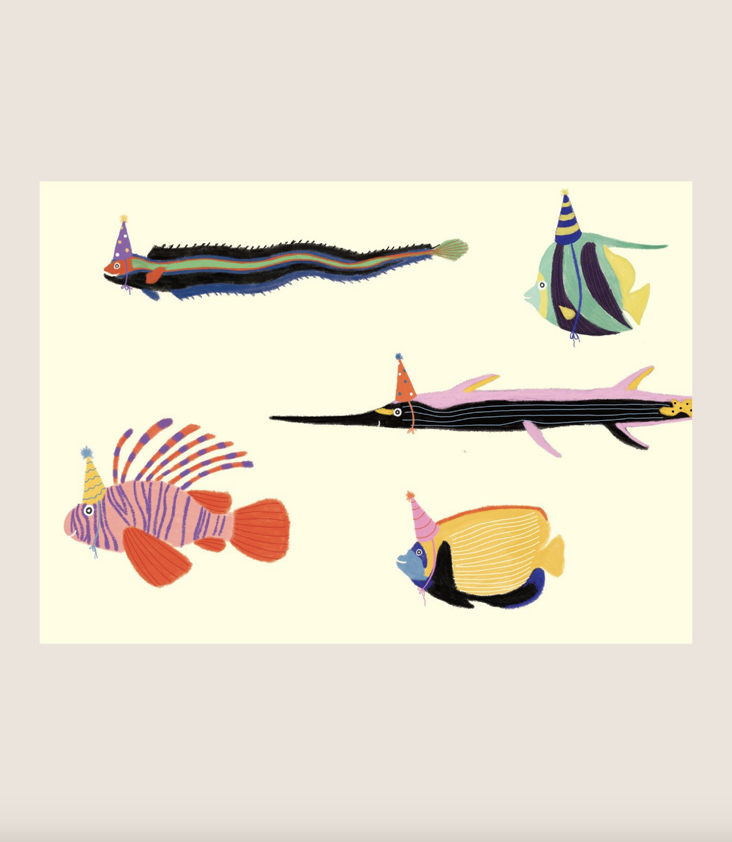 Postkarte Partyfische