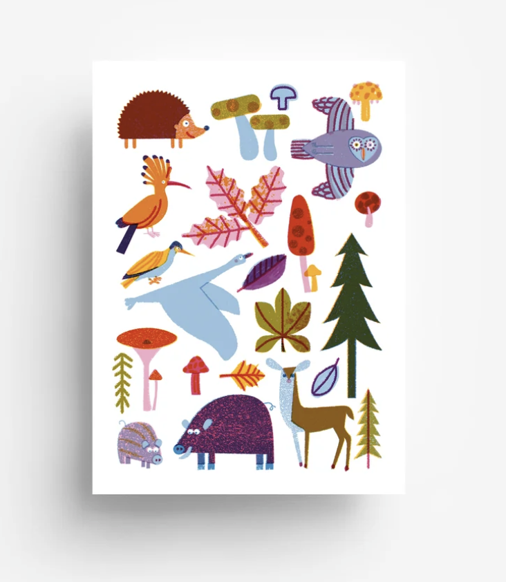 Postkarte Waldtiere