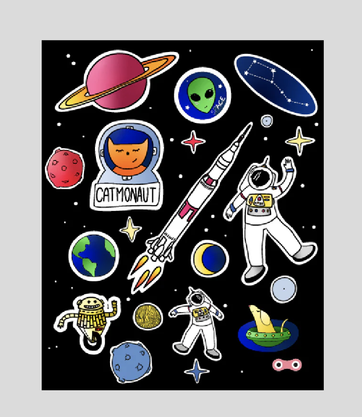 Reflecktierende Stickers Space - 1