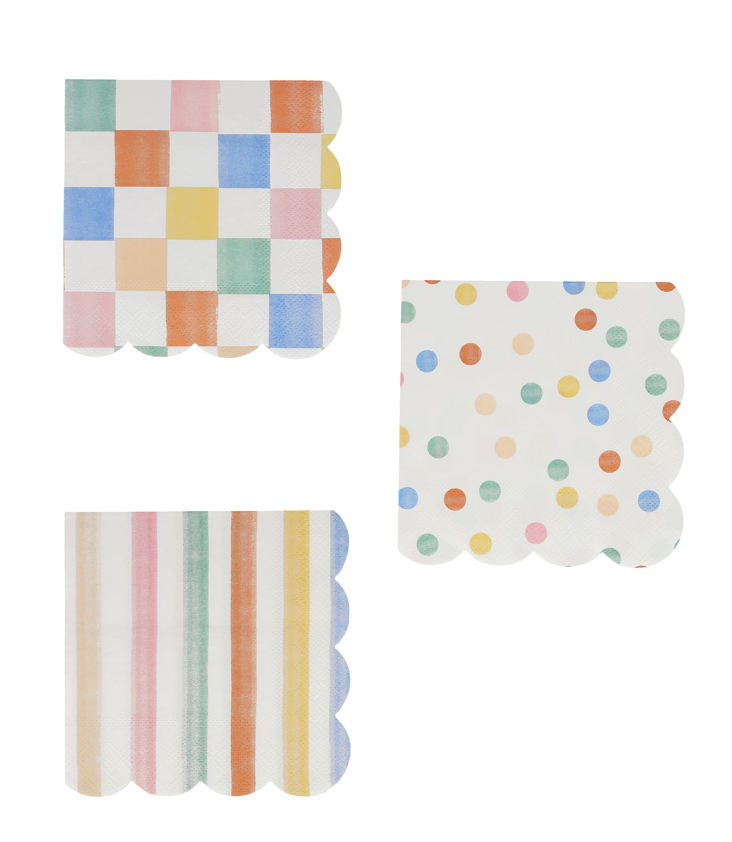 Servietten Buntgemustert klein