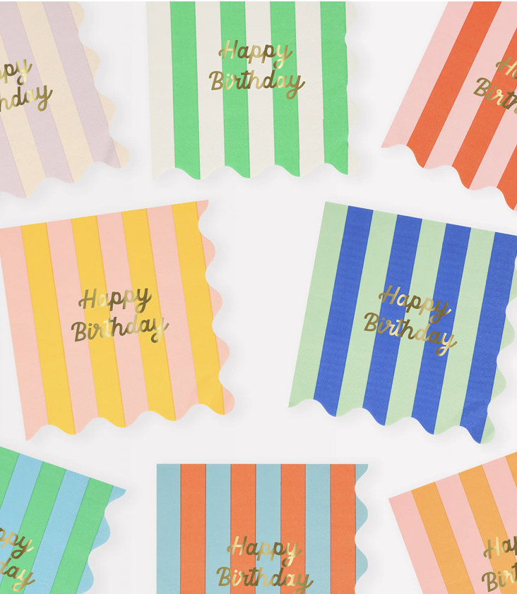 Napkin Happy Bithday Stripes