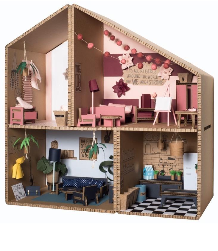 Cardboard Dollhouse Girls