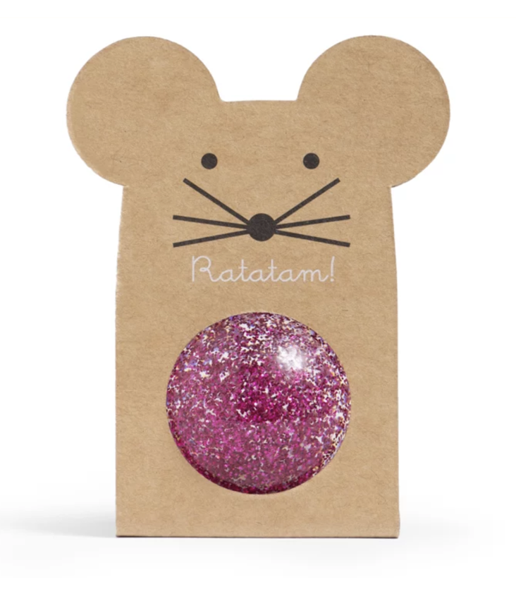 Springender Glitzergummiball Maus