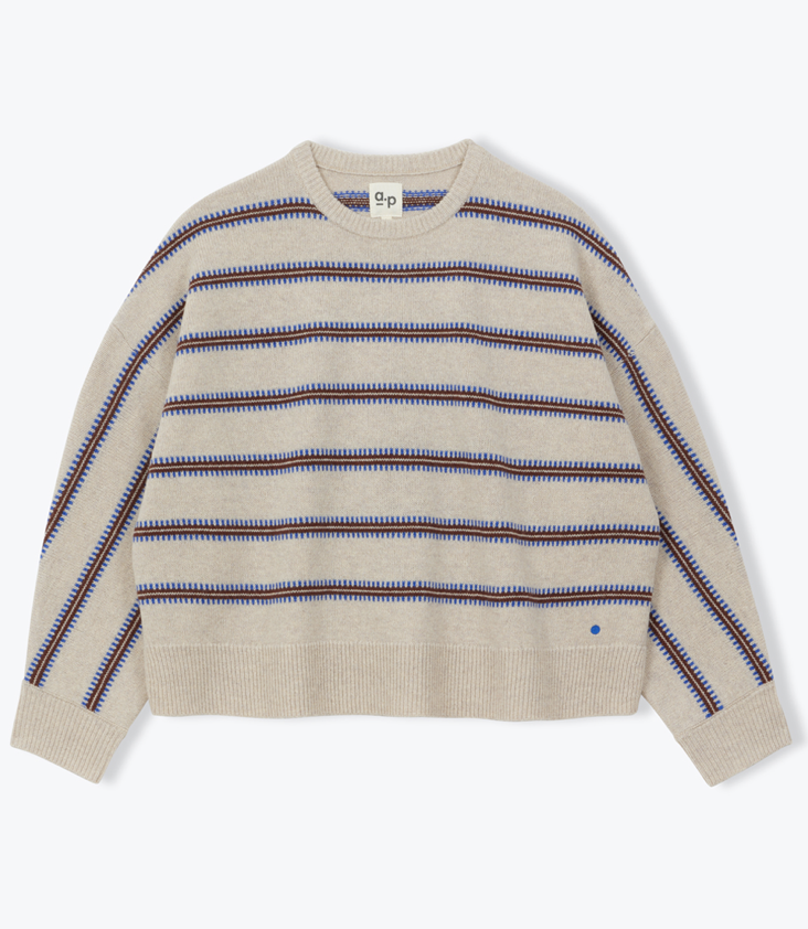 Stickpullover gestreift